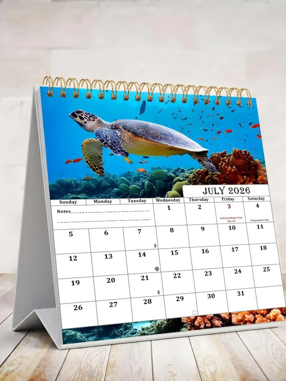 2026-2027 18 Months Standing Flip Desk Calendar Desktop Planner (Sea Turtles)